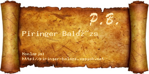 Piringer Balázs névjegykártya