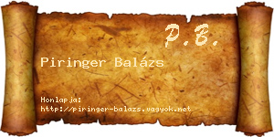 Piringer Balázs névjegykártya